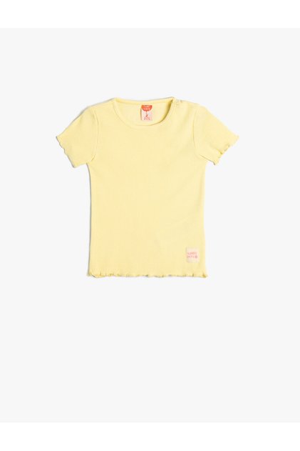 Basic T-Shirt Ribbed Short Sleeve Crew Neck Cotton