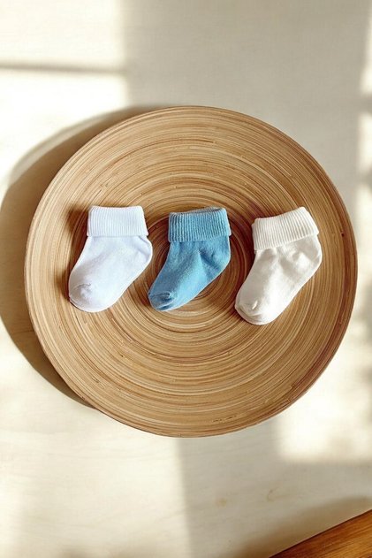 New Born Baby Boy 0-3 Months 3-Piece Socks Set