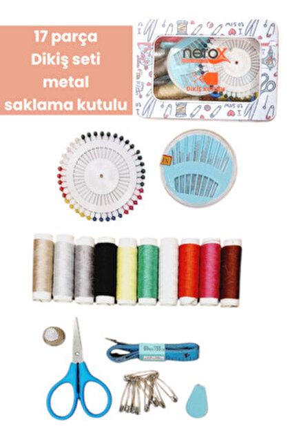 RoseRoi Dikiş Seti Plastik Oval Dikiş Kutusu Iğne Iplik Mezuralı