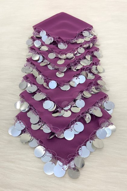 Purple Silver Chiffon Halay Handkerchief 10 Pieces, Bride Groom Wedding Henna Circumcision Engagement Bride