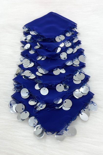 Cobalt Blue Silver Chiffon Halay Handkerchief 5 Pieces, Bride Groom Wedding Henna Circumcision Engagement Bride