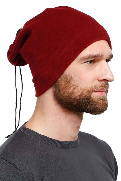 Burgundy Fleece Beanie Neck Collar Suitable for Use as Polar Fabric Neck Collar