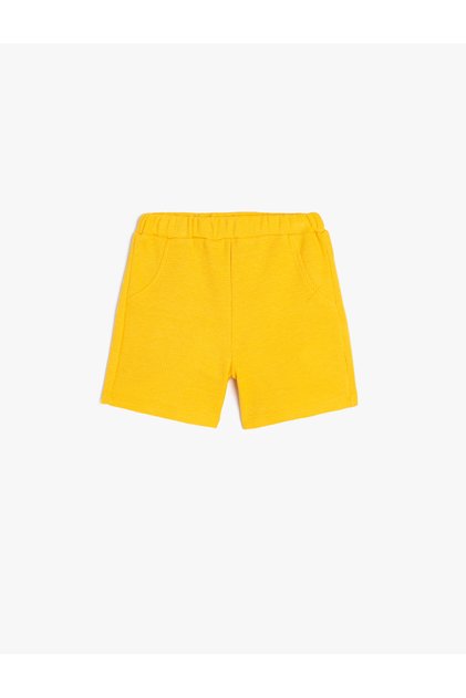 Basic Shorts Textured Pockets Elastic Waist