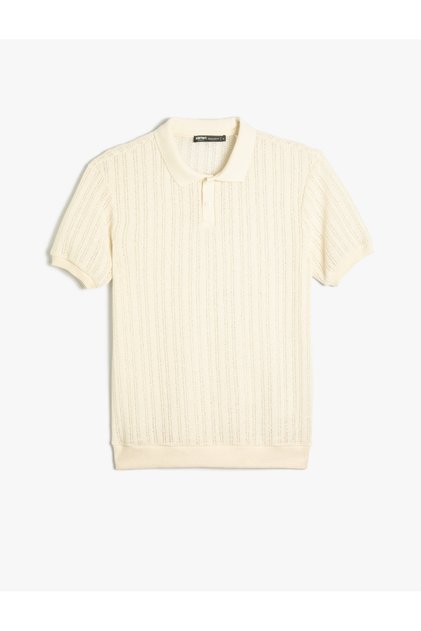 Polo Neck T-Shirt Textured Short Sleeve