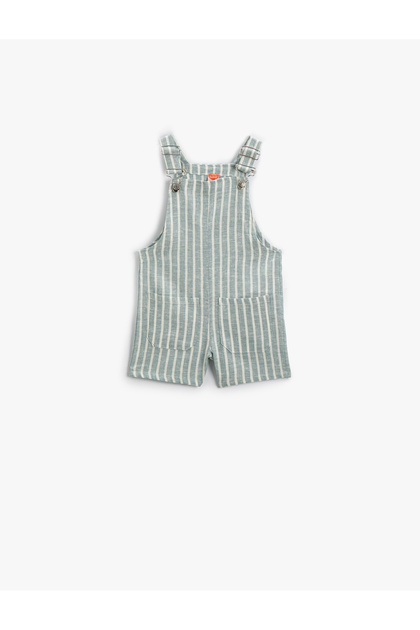 Linen Salopet Shorts with Pockets and Adjustable Straps