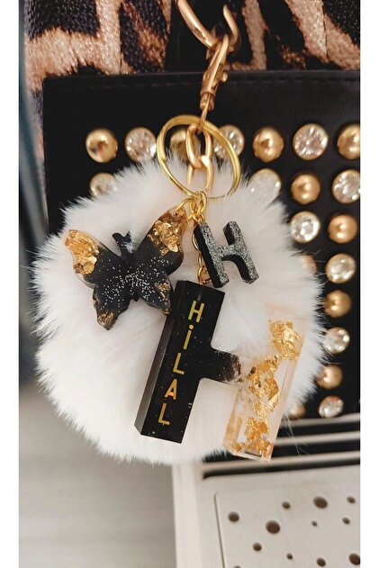 Vienna Design Furniture İsimli Epoksi Harf Anahtarlık Ponponlu