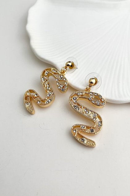 Gold Yellow Snake Figure Earrings (4cm)