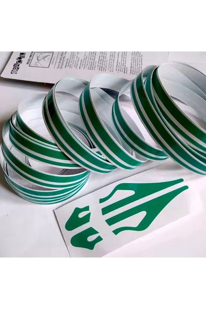 Green Foil 12mm Double Stripes Adhesive Tape - Car Body Covering