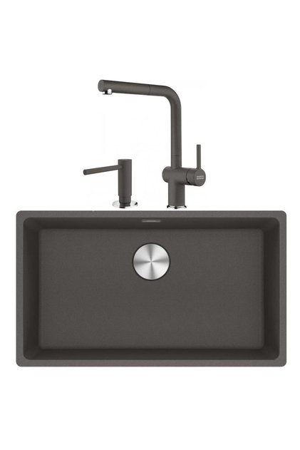 Maris Mrg 210/110-72 Granit Eviye Active Plus Doccia 2.0 Armatür Sıvı Sabunluk Üçlü Set Slate