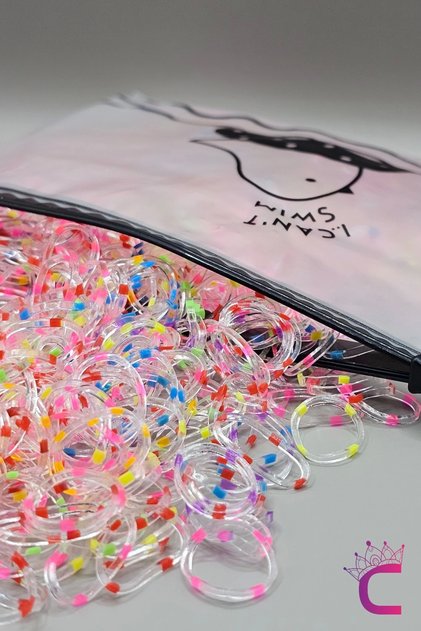 Durable Perm Rubber Band Set with 1000 Bags - Transparent Fluorescent Color Hair Rubber Band Braiding Clip