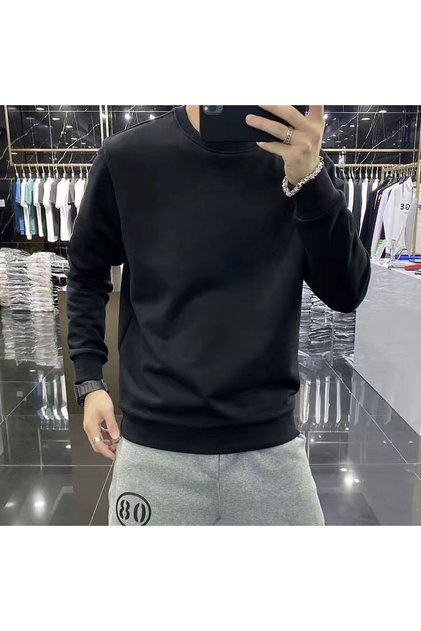 Sweatshirts for Man Top White Ak Solid Men Clothing Sportswear Hoodieless Simple Aesthetic 90S Vintage