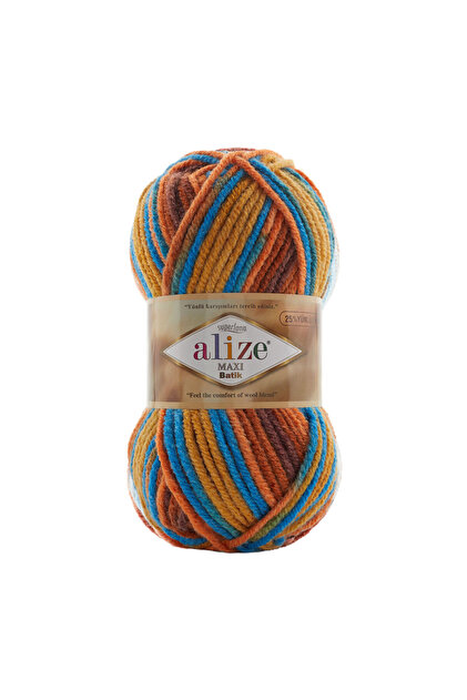 Alize Superlana Maxi Batik 8026 Kalın El Örgü Ipi Maxi Yelek Hırka
