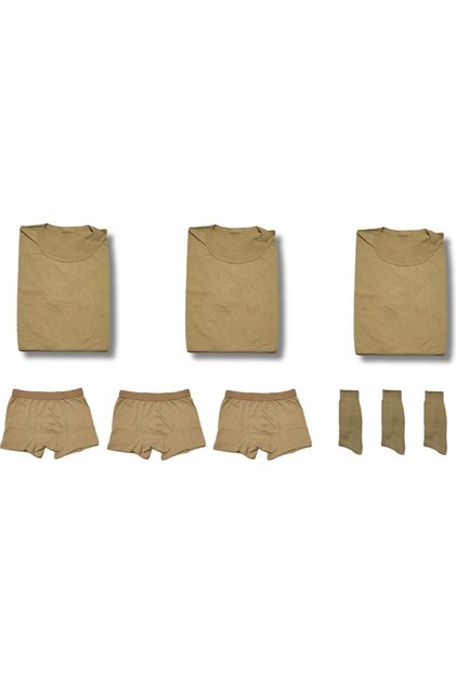 3-Piece Khaki Military Undershirt - Boxer - Socks - Clothing Set for Newbies and Paid Military Service - Soldier Equipment