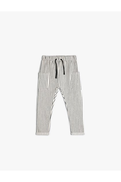 Sweatpants with Tie Waist and Pocket Detail Cotton
