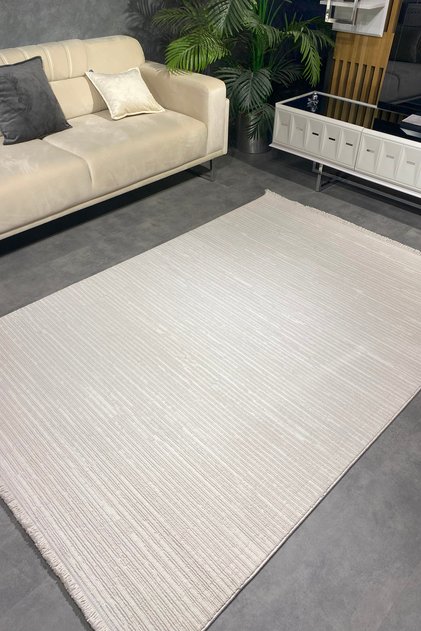 Luxess Bukle 1120 Bej Hav Toz Vermez Salon Halısı Kesme Halı Yolluk Kaymaz Taban Halı