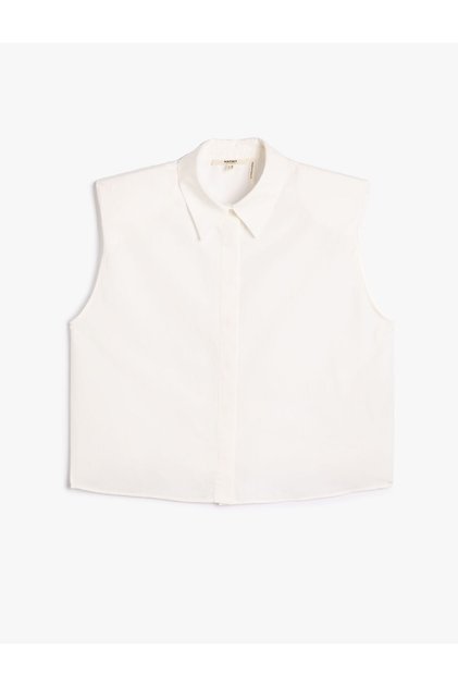 Padded Shirt Sleeveless with Hidden Buttons