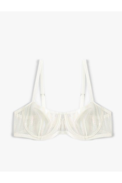 Glossy Foiled Printed Transparent Underwire Bra - Non-Padded Without Cup