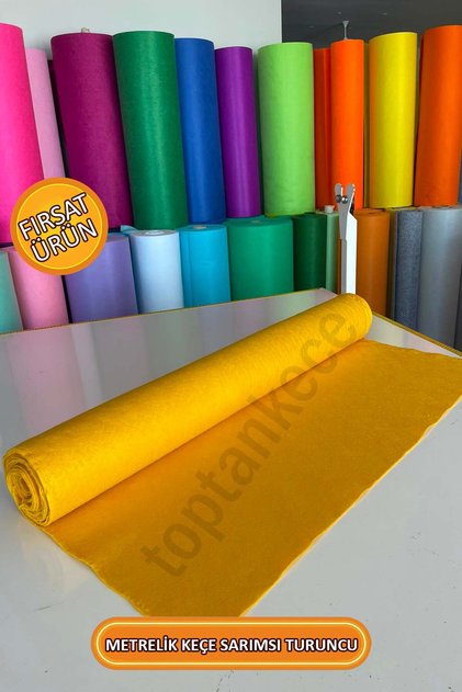 Meter Lot Thin Soft Felt Fabric 1 mm Yellowish Orange - 1 Meter (100 cm X 100 cm)