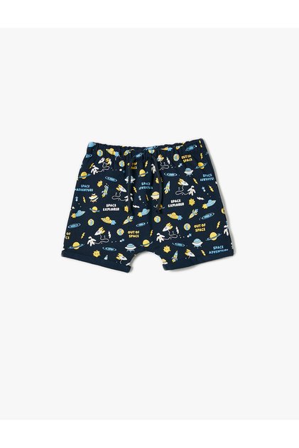 Shorts Space Themed Printed Cotton
