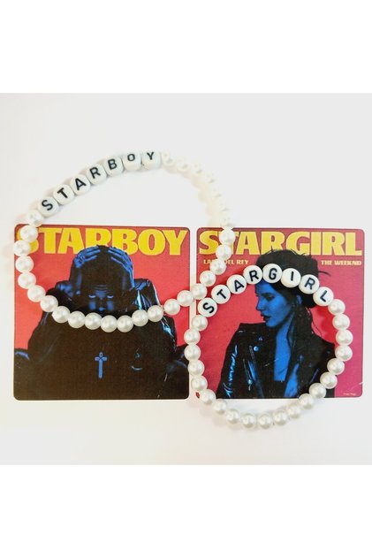 Starboy & Stargirl Lover Friendship Best Frends Pearl Bead 2-Piece Bracelet Set Couple Bracelet
