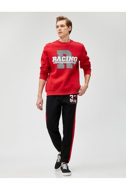 Jogger Sweatpants Racing Themed Printed Waist With Pocket