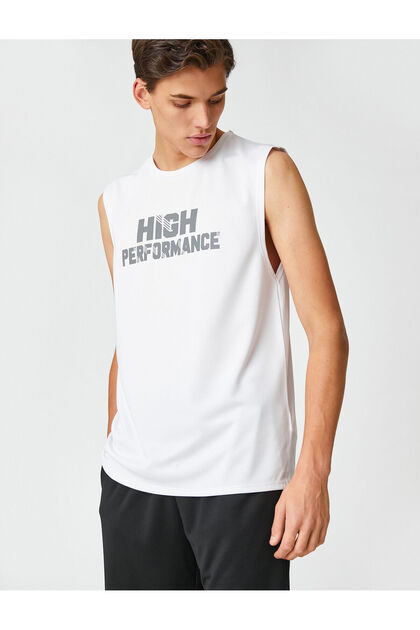 Crew Neck Slogan Printed Sports Tank Top