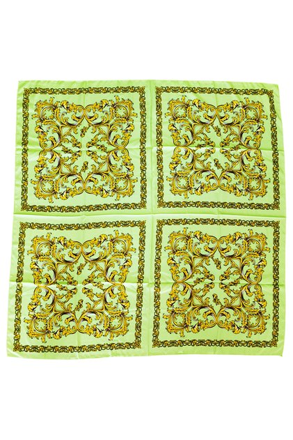وشاح أخضر بطبعة زهور عرقية مربعة الشكل - 90x90