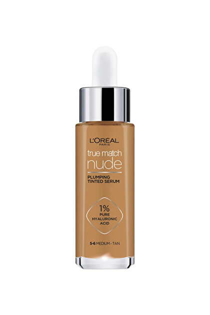 , True Match Nude, Plumping tinted Serum, Shade 5-6, Medium Tan