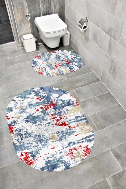 Water Resistant Digital Printed Bath Mat Set with Non-Slip Base