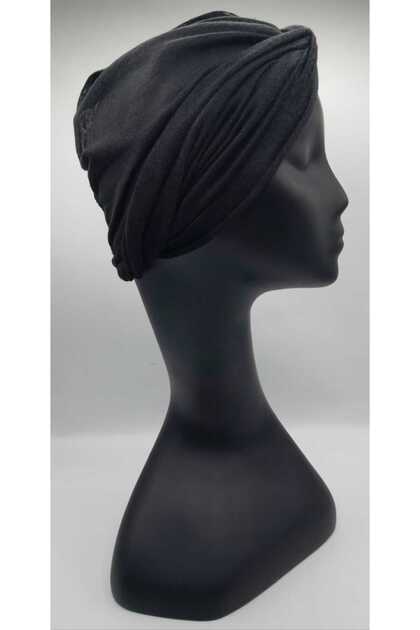 Black Knitwear Wrapped Bonnet
