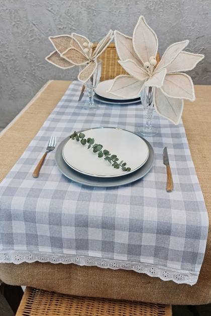 Runner Scalloped Plaid Retro 40X110 cm