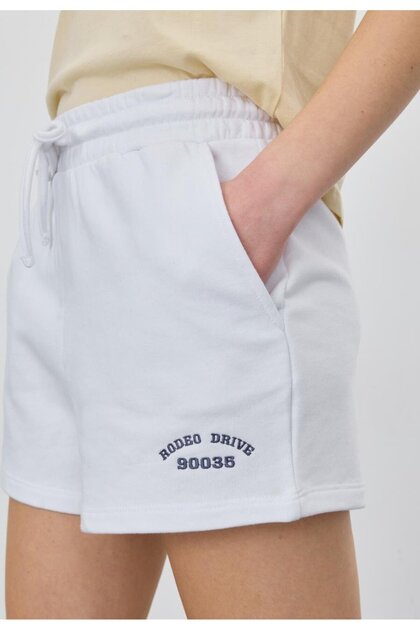 Women's White Embroidery Detailed Shorts
