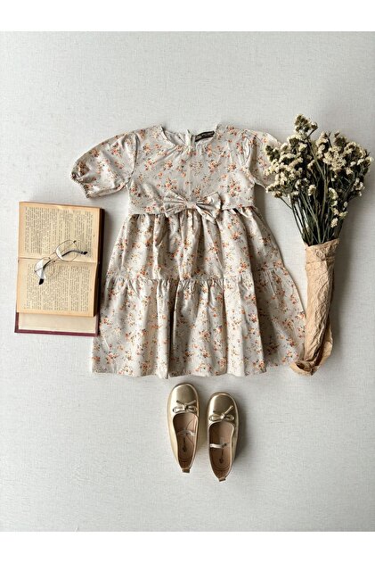 cream and brown floral dress brown/cream floral print square neck mini dress – Sugar-N-Spice Children's  and Tween + Lily Zita Teen Boutique main image 1
