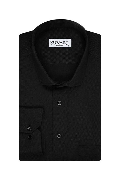 Cavalry Loose Cut Dobby Long Black Shirt