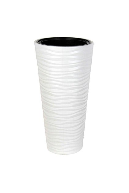 Beyaz Kumsal Vazo Dekoratif Uzun Saksı 5.5 lt 30*57cm