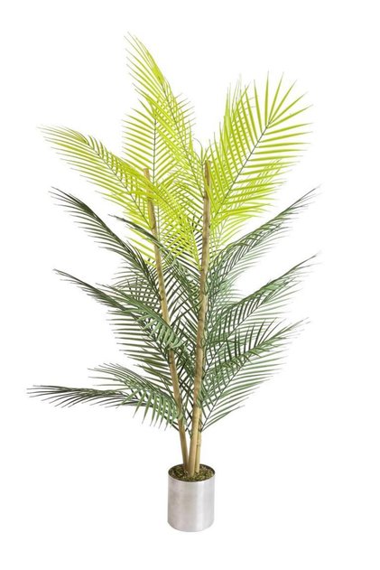 Yapay Çiçek Areka Ağacı Palmiye Ağacı Bambu Saplı Siyah Saksılı Salon Çiçeği 27 Yaprak 115 cm