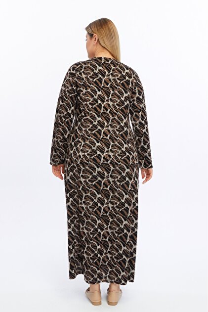 Nehir tekstil Plus Size Winter Mother's Dress- Trendyol