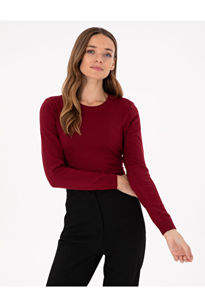 Claret Red Slim Fit Basic Sweater 50300769-Vr014