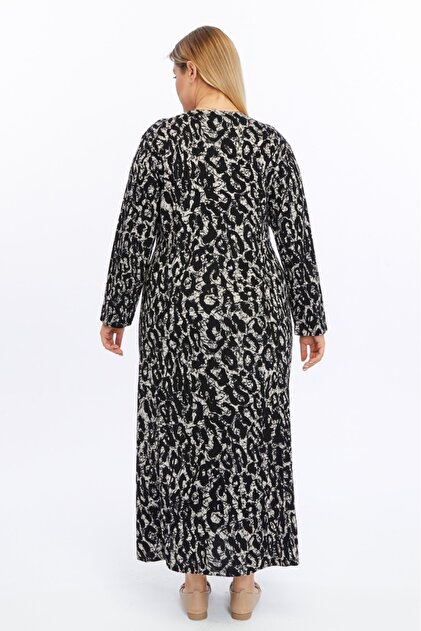 Nehir tekstil Plus Size Winter Mother's Dress- Trendyol