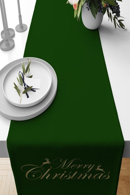 Green New Year New Year Christmas Christmas Runner Table Cloth 40X140Cm Rnr645