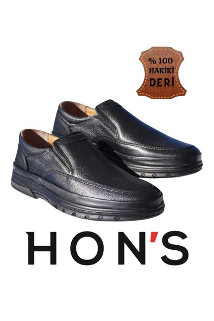 Genuine Leather Men's Shoes - Laceless, Rubber Sole, Heeled, Gel Orthopedic 40/47 Hsa001