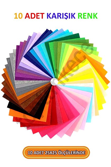 Kaliteli Ince Okul Hobi Keçesi 10 Renk 25x25 Cm Ölçülerinde Hazır Set