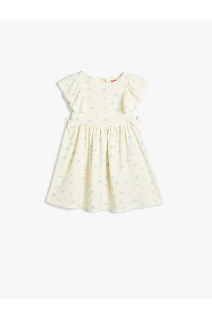 Floral Dress Sleeveless Frilly Textured