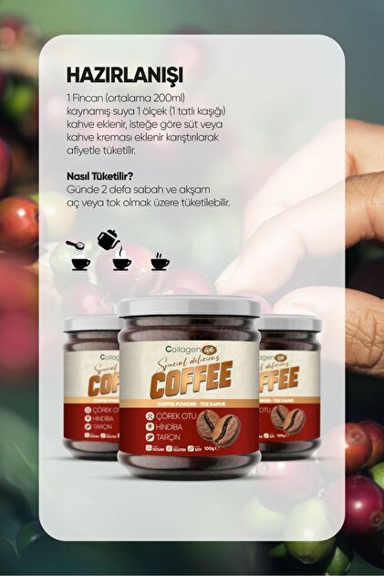 Collagen Life Hindiba, Tarçın ve Çörekotu İçeren Detox Kahve Net