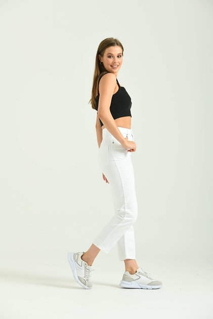 Alvin White Lycra Mom Jean Pants 2024 2024