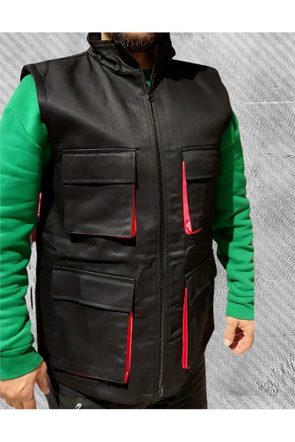 Winter Black Work Vest with Multi Pockets-Men's Sports Vest-Hunting Vest