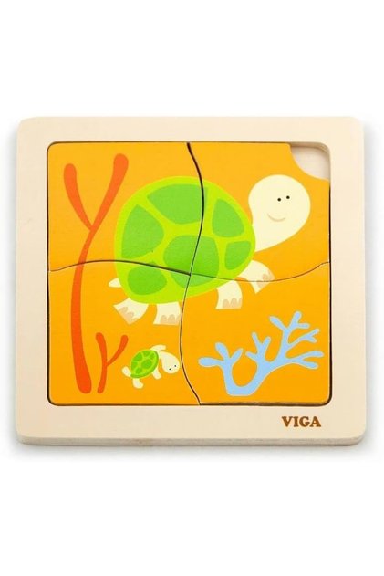 Turtle Puzzle plat din lemn, realizat manual, jucărie educativă pentru copii cu vârsta de peste 18 luni