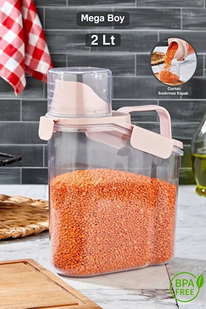 Vivart Özel Tasarım 1.8 L Kapaklı Sıvı Toz Deterjan Saklama Kabı