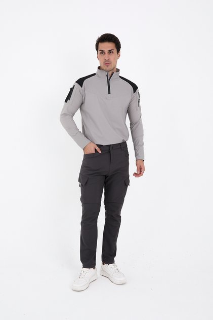 Camp593 Outdoor Softshell Water and Wind Resistant Winter Men's Anthracite Tactical Pants with Fleece Inside