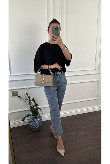PAÇASI KESİK MOM PANTOLON